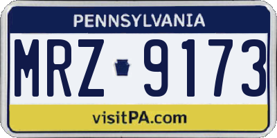 PA license plate MRZ9173