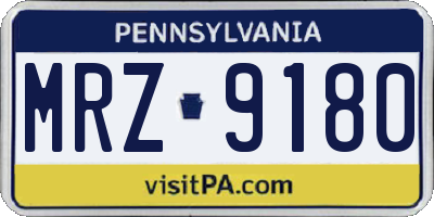 PA license plate MRZ9180