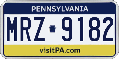 PA license plate MRZ9182