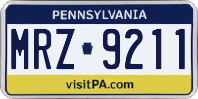 PA license plate MRZ9211