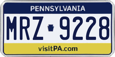 PA license plate MRZ9228