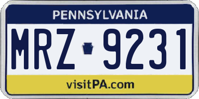 PA license plate MRZ9231