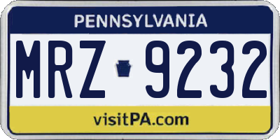 PA license plate MRZ9232