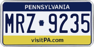 PA license plate MRZ9235
