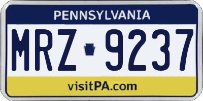 PA license plate MRZ9237