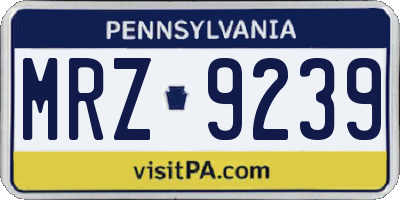 PA license plate MRZ9239