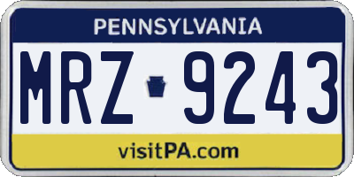 PA license plate MRZ9243