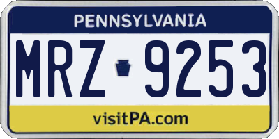 PA license plate MRZ9253