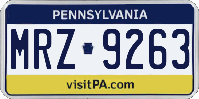 PA license plate MRZ9263