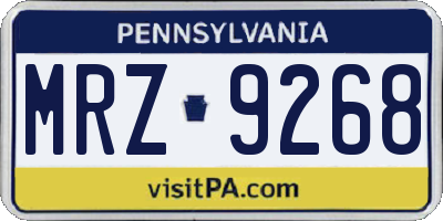 PA license plate MRZ9268