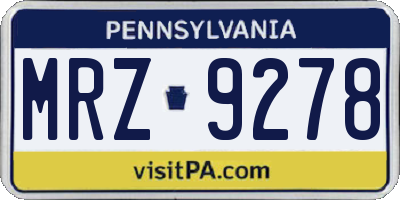 PA license plate MRZ9278