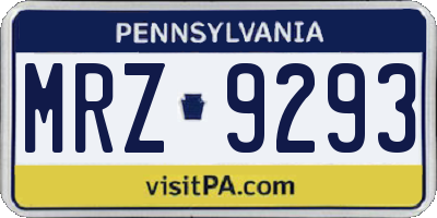 PA license plate MRZ9293