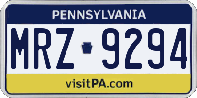 PA license plate MRZ9294