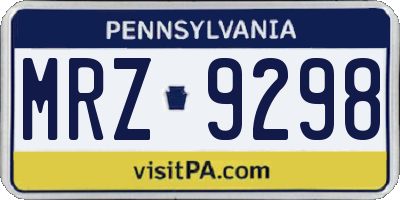PA license plate MRZ9298
