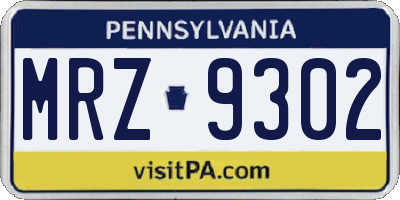 PA license plate MRZ9302