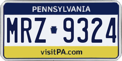 PA license plate MRZ9324