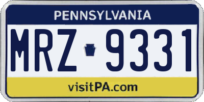 PA license plate MRZ9331