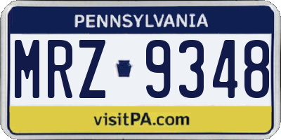 PA license plate MRZ9348