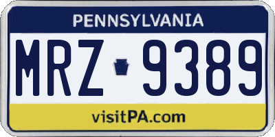 PA license plate MRZ9389
