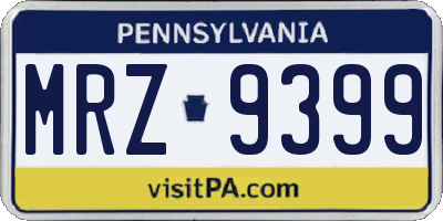PA license plate MRZ9399