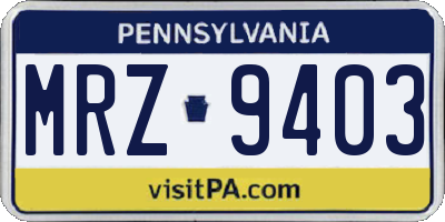 PA license plate MRZ9403