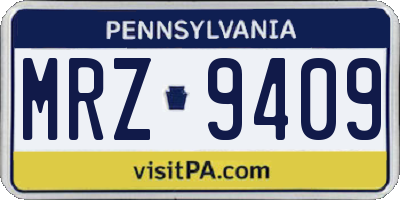 PA license plate MRZ9409
