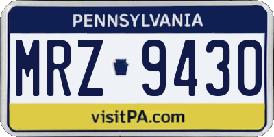 PA license plate MRZ9430