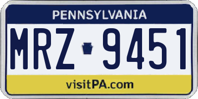 PA license plate MRZ9451