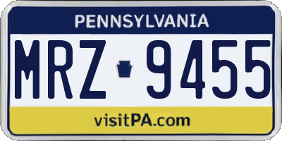 PA license plate MRZ9455