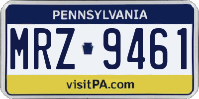 PA license plate MRZ9461