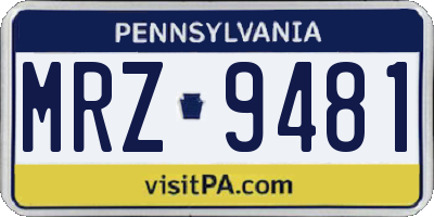 PA license plate MRZ9481