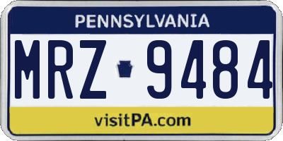 PA license plate MRZ9484