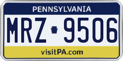 PA license plate MRZ9506