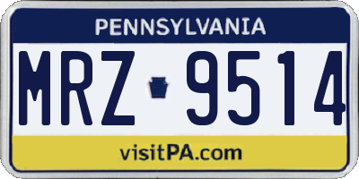PA license plate MRZ9514