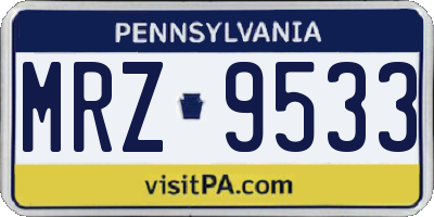PA license plate MRZ9533