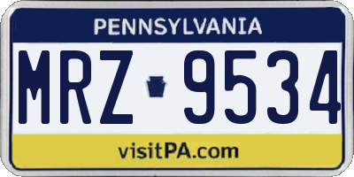 PA license plate MRZ9534