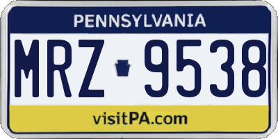 PA license plate MRZ9538