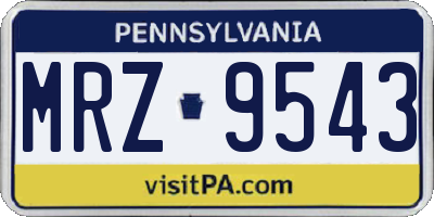 PA license plate MRZ9543