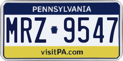 PA license plate MRZ9547