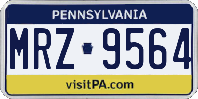 PA license plate MRZ9564