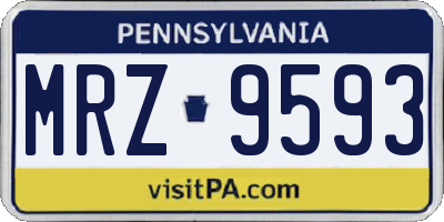 PA license plate MRZ9593