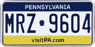 PA license plate MRZ9604