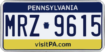 PA license plate MRZ9615