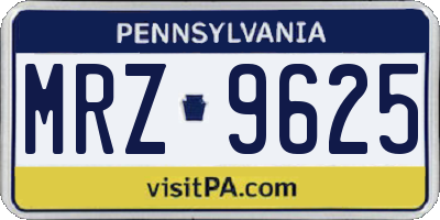 PA license plate MRZ9625