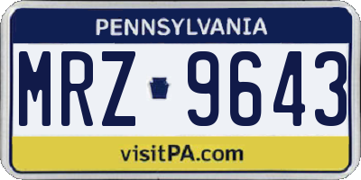 PA license plate MRZ9643