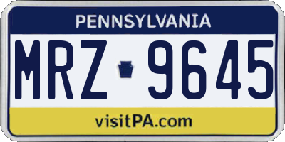 PA license plate MRZ9645