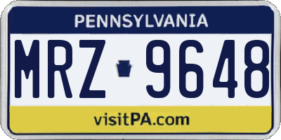 PA license plate MRZ9648