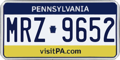 PA license plate MRZ9652