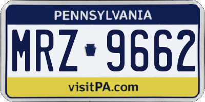 PA license plate MRZ9662