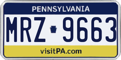 PA license plate MRZ9663